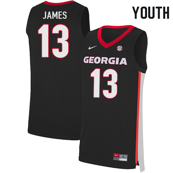 Youth #13 Dylan James Georgia Bulldogs College Basketball Jerseys Stitched Sale-Black - Click Image to Close